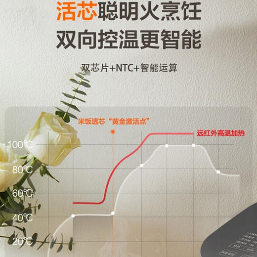 苏泊尔（SUPOR） 电饭煲 远红外加热IH本釜内胆 电饭锅4L智能预约家用煮饭锅 一键柴火饭 SF40HC81 4升 商品图5