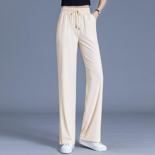 高弹冰丝阔腿裤，夏季薄款新款宽松高腰垂感直筒休闲裤九分裤长裤AHM-qhnk8810 商品图7