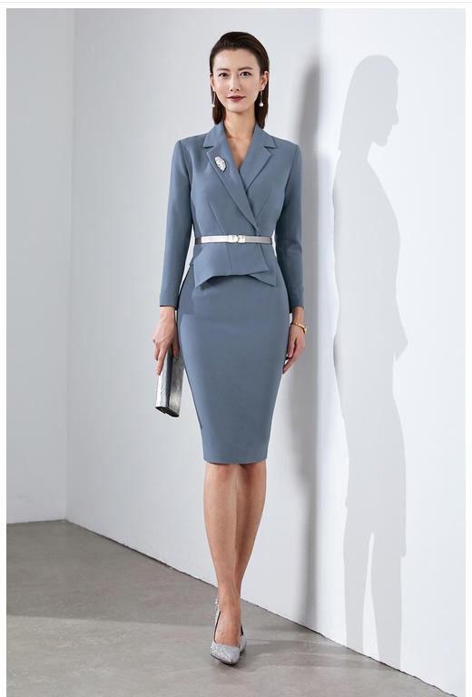 “优雅先锋”-J8382965A颈袖添香季修身优雅气质职业装女装包臀连衣裙女长袖 商品图3