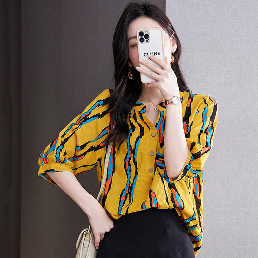 宽松民族风，加大码衬衫套头慵懒风上衣KQL-8598 商品图2