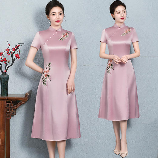 国韵优雅，婚礼复古旗袍结婚妈妈装年轻丈母娘敬酒礼服 HT-N-E253-9337 商品图0