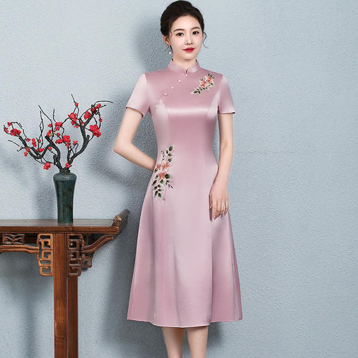 国韵优雅，婚礼复古旗袍结婚妈妈装年轻丈母娘敬酒礼服 HT-N-E253-9337 商品图1