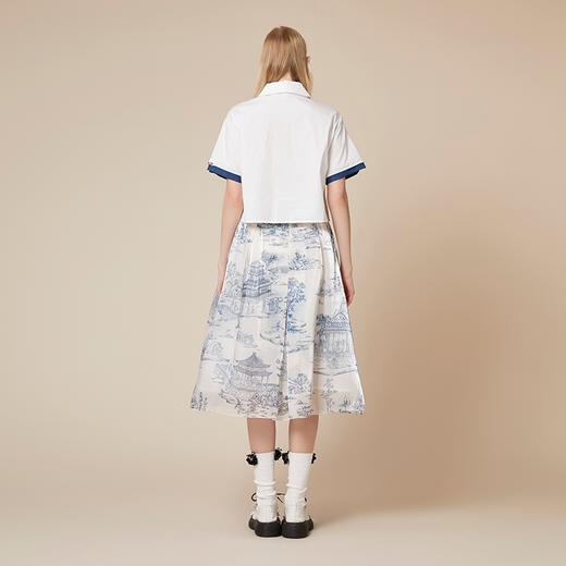 雍正十二月行乐图春版定位印花白棉衬衣 商品图4