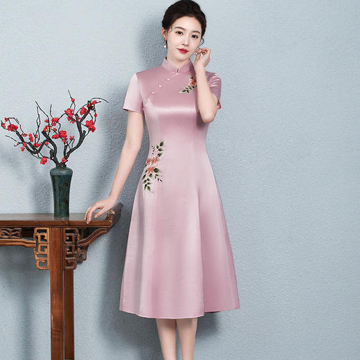 国韵优雅，婚礼复古旗袍结婚妈妈装年轻丈母娘敬酒礼服 HT-N-E253-9337 商品图2