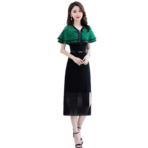 夏季新款连衣裙时尚气质优雅拼接女神范开叉中长裙子HR-WXC319 商品图4