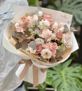 【白色月光】卡布奇诺玫瑰混搭花束1束免费送货上门