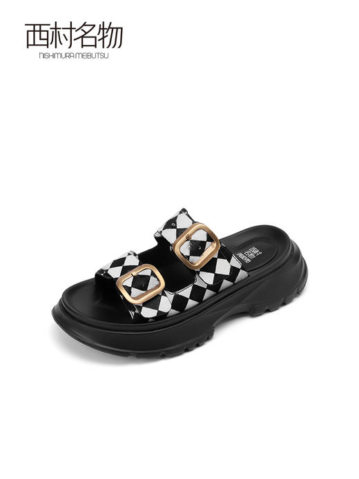 西村名物小香风拖鞋女外穿2022年新款夏季厚底时尚沙滩拖鞋T22BJ24471 商品图2