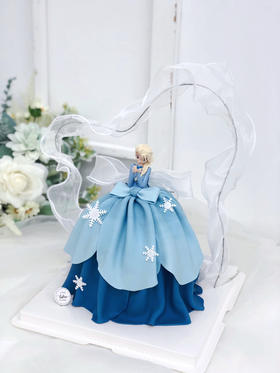 冰雪奇缘elsa爱莎裙摆周岁生日蛋糕