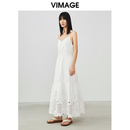 VIMAGE/纬漫纪夏季新款简约吊带连衣裙V1707368 商品图3