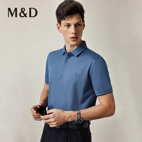 M＆D/名盾男装春夏新款商务风撞色刺绣标翻领短袖POLO衫男士