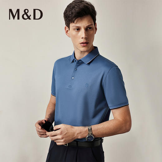 M＆D/名盾男装春夏新款商务风撞色刺绣标翻领短袖POLO衫男士 商品图0