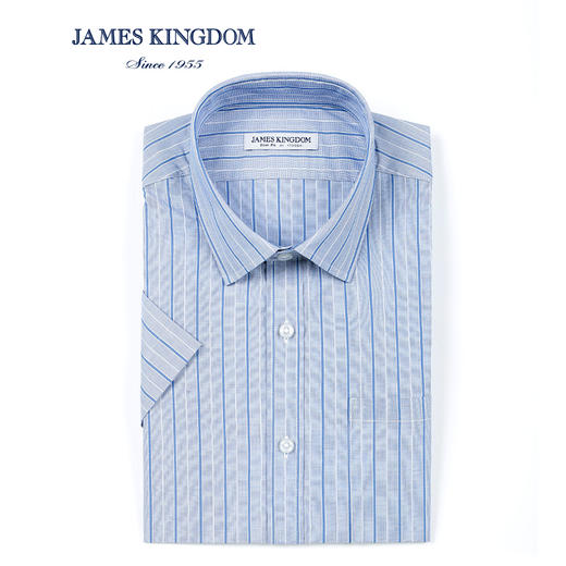 【竹纤维混纺易打理  1件/99 2件/180 3件/258】夏季薄款透气男士条纹短袖衬衫 商品图2