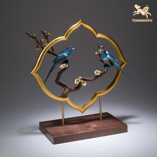 铜师傅 全铜摆件《双喜临门》 铜工艺品 家居饰品 喜鹊 客厅摆件 商品图1