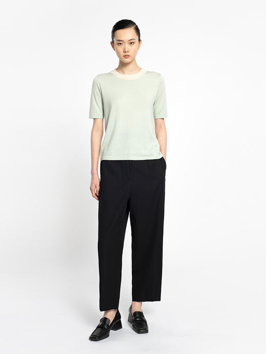 2022年夏款16针虚线纹理丝羊绒针织T恤 商品图1