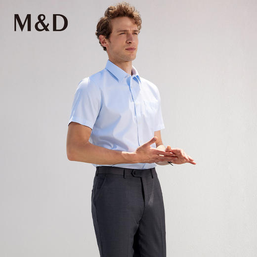 M＆D/名盾DP免烫商务短袖条纹职业衬衫夏季新款男半袖正装衬衣 商品图3