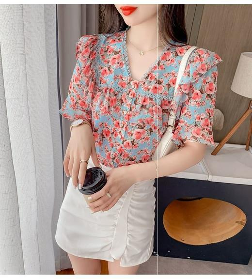 女碎花反领上衣6687 商品图2