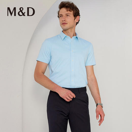 MD名盾短袖格纹DP免烫薄款衬衫男士夏季休闲商务行政衬衣 商品图0