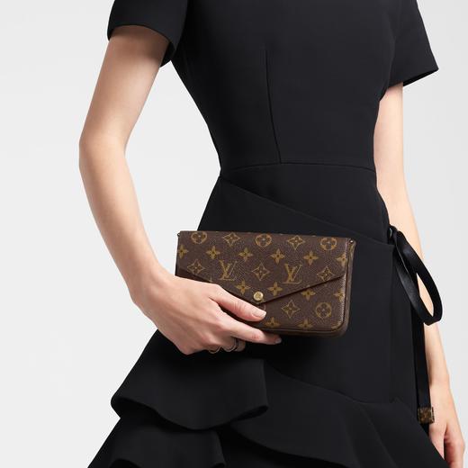 LOUIS VUITTON 路易·威登 经典老花配色帆布牛皮POCHETTE FÉLICIE 链条包 M61276 商品图6