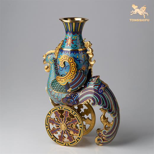 铜师傅 全铜摆件《天鸡尊（景泰蓝）》家居饰品 铜工艺品 摆件 商品图2