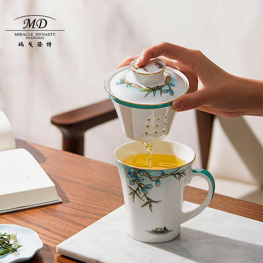 【6F】玛戈隆特 骨瓷茶杯茶水分离杯过滤泡茶杯茶水杯 家用办公 礼盒礼品包装 西湖盛宴三件套滤茶杯 商品图1