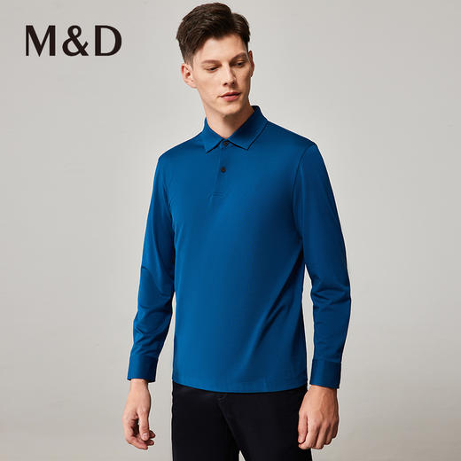MD名盾春夏新款长袖t恤男士棉质翻领中青年高档纯色polo衫 商品图2