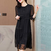 时尚气质，中袖薄款桑蚕丝拼接刺绣减龄中长款真丝连衣裙KQN-B21009 商品缩略图1