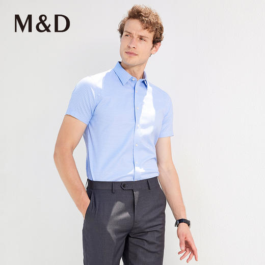 M＆D/名盾商务短袖衬衫夏季新款男士正装DP免烫半袖格纹衬衣 商品图1