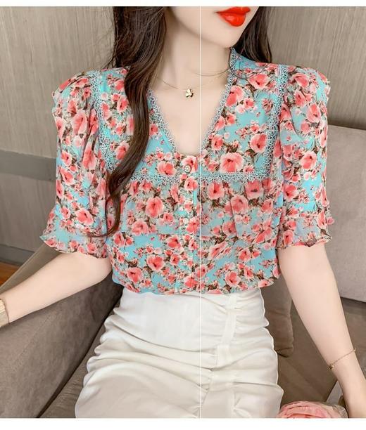 女碎花反领上衣6687 商品图0