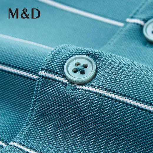 MD名盾桑蚕丝翻领条纹短袖Polo衫商务男士薄款棉半袖绿色T恤男 商品图2