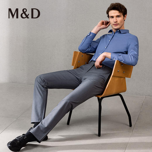 MD名盾男士商务灰色正装微弹春夏季薄款羊毛直筒职业修身西装裤 商品图2
