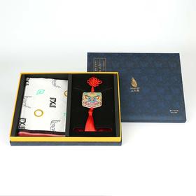 SAINTJOY/上久楷宋锦潮虎挂件真丝小方巾牛牛生息