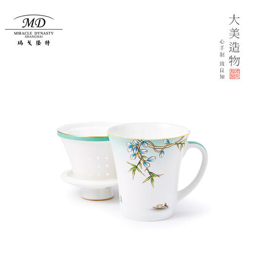 【6F】玛戈隆特 骨瓷茶杯茶水分离杯过滤泡茶杯茶水杯 家用办公 礼盒礼品包装 西湖盛宴三件套滤茶杯 商品图0