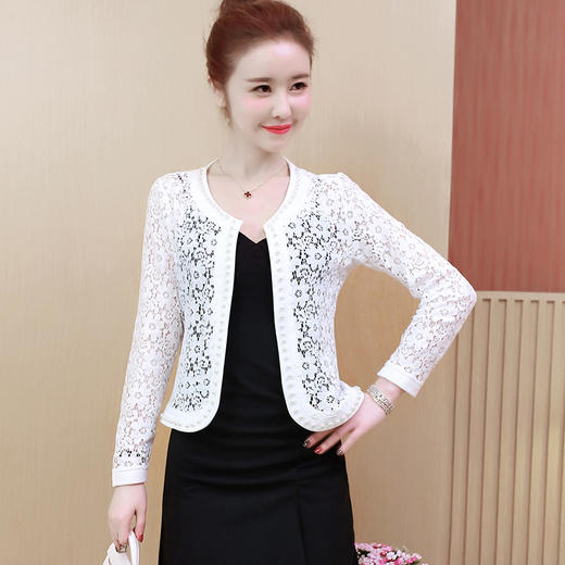 蕾丝开衫短款防晒衣，大码女装蕾丝重工钉珠空调服KQL-3532 商品图5