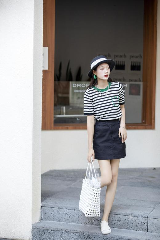 女条纹假袋短TG07181 商品图3