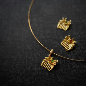 龢盒原创 倾城两相欢 牡丹花小梳子耳钉/吊坠 项链