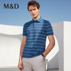 MD名盾桑蚕丝翻领条纹时尚Polo衫夏季新款男士半袖商务休闲T