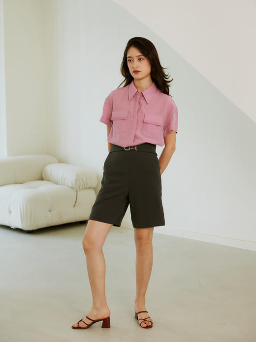 HeyDress西装短裤女宽松直筒中裤高腰五分休闲裤子 商品图1