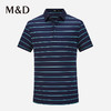 M＆D/名盾桑蚕丝商务条纹男士可降温Polo衫夏季新短袖男装翻领T恤 商品缩略图0