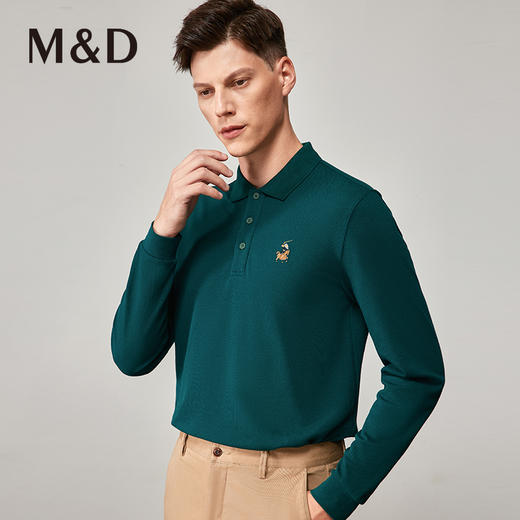 【纯棉】MD名盾男士长袖polo衫多色秋冬商务打底休闲翻领t恤11S99 商品图0