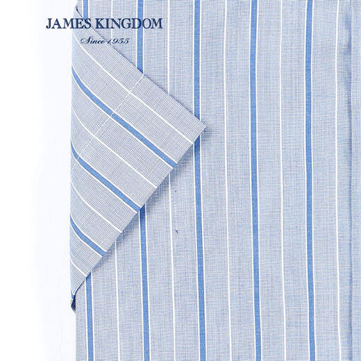 【竹纤维混纺易打理  1件/99 2件/180 3件/258】夏季薄款透气男士条纹短袖衬衫 商品图4