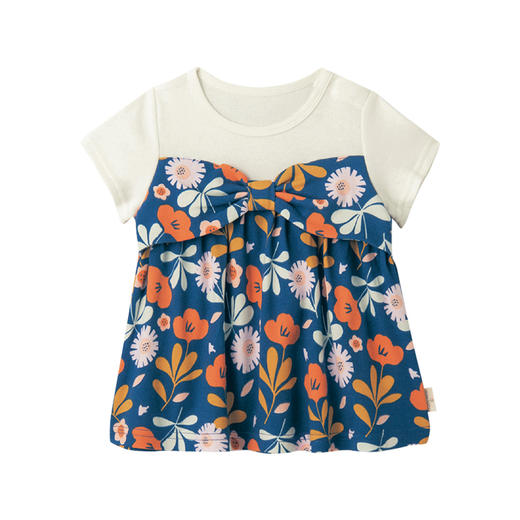 千趣会童装春夏设计师联名款女童叠穿风洋气棉质短袖T恤上衣 商品图4