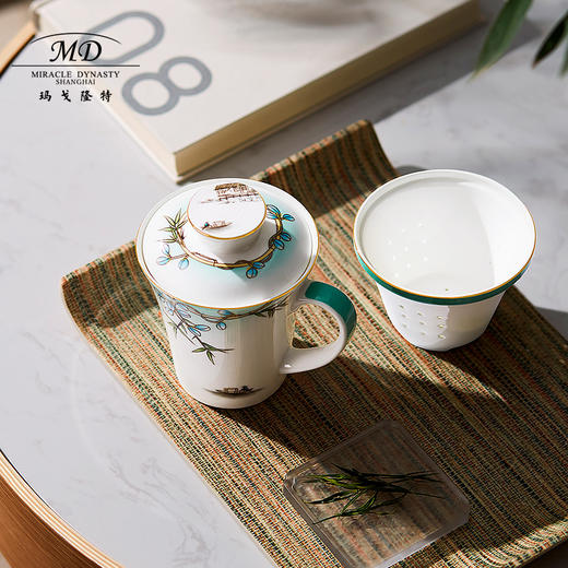 【6F】玛戈隆特 骨瓷茶杯茶水分离杯过滤泡茶杯茶水杯 家用办公 礼盒礼品包装 西湖盛宴三件套滤茶杯 商品图3