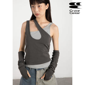 CryingCenter 中古灰 千禧辣妹叠穿假两件背心配袖套