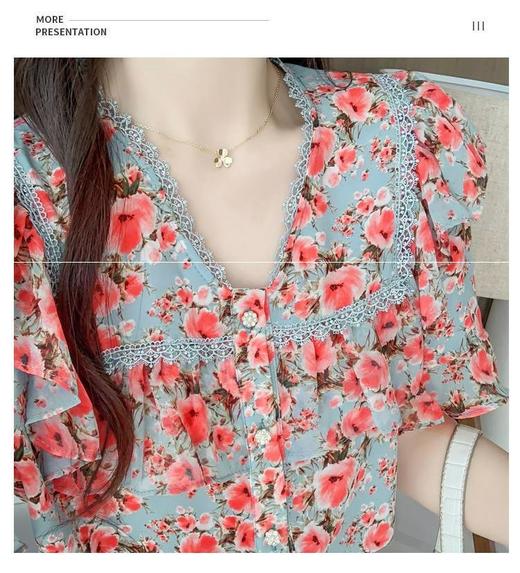 女碎花反领上衣6687 商品图4