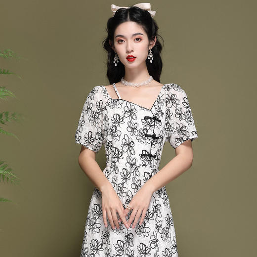 新式改良年轻款少女旗袍裙，纯棉印花时尚连衣裙OY-220191 商品图0