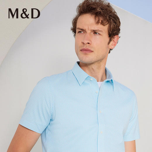 MD名盾短袖格纹DP免烫薄款衬衫男士夏季休闲商务行政衬衣 商品图3