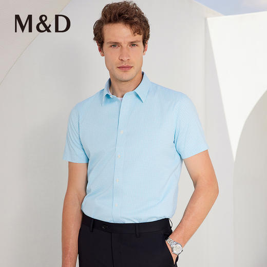 MD名盾短袖格纹DP免烫薄款衬衫男士夏季休闲商务行政衬衣 商品图2