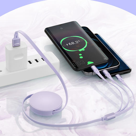 沃品 单双拉一拖三伸缩充电线 LC011 商品图4