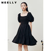 NEELLY纳俪商场同款气质方领连衣裙女打缆泡泡袖大摆裙减龄小黑裙N22051Y01131 商品缩略图0