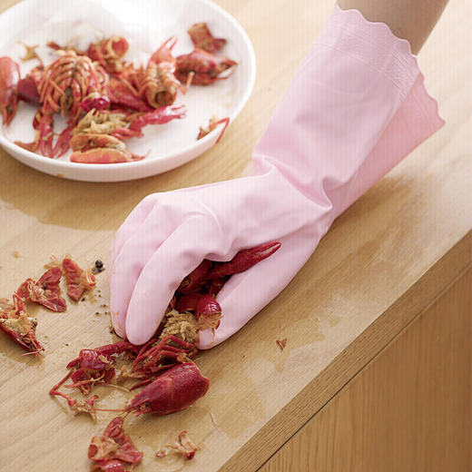 茶花 洗碗手套3双PVC加厚耐用家务清洁厨房防水洗衣服橡胶手套中号C78012*3 商品图8